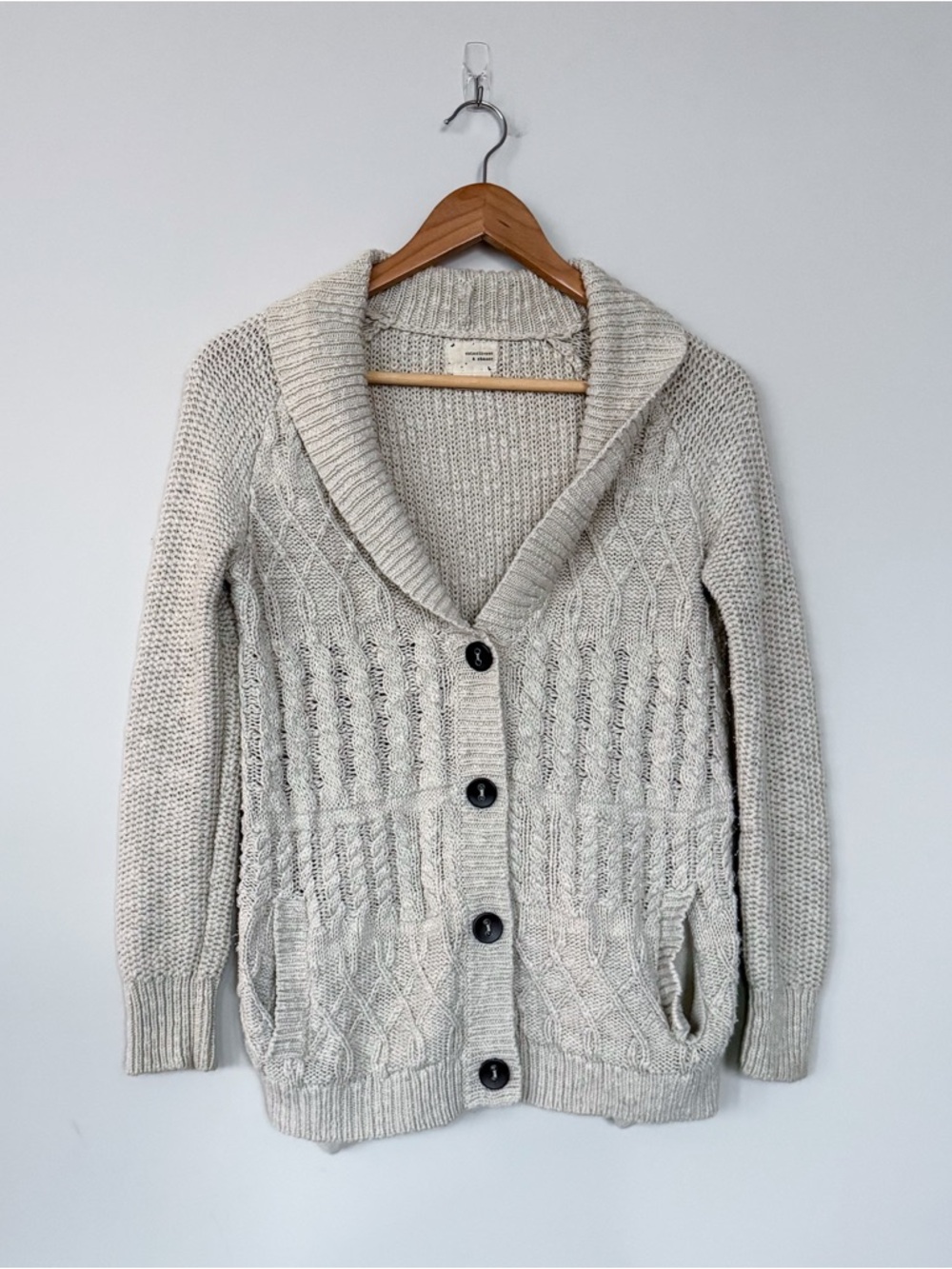 Coincidence and Chances Anthropologie Cream Bohemian Knit Button Up Cardigan
